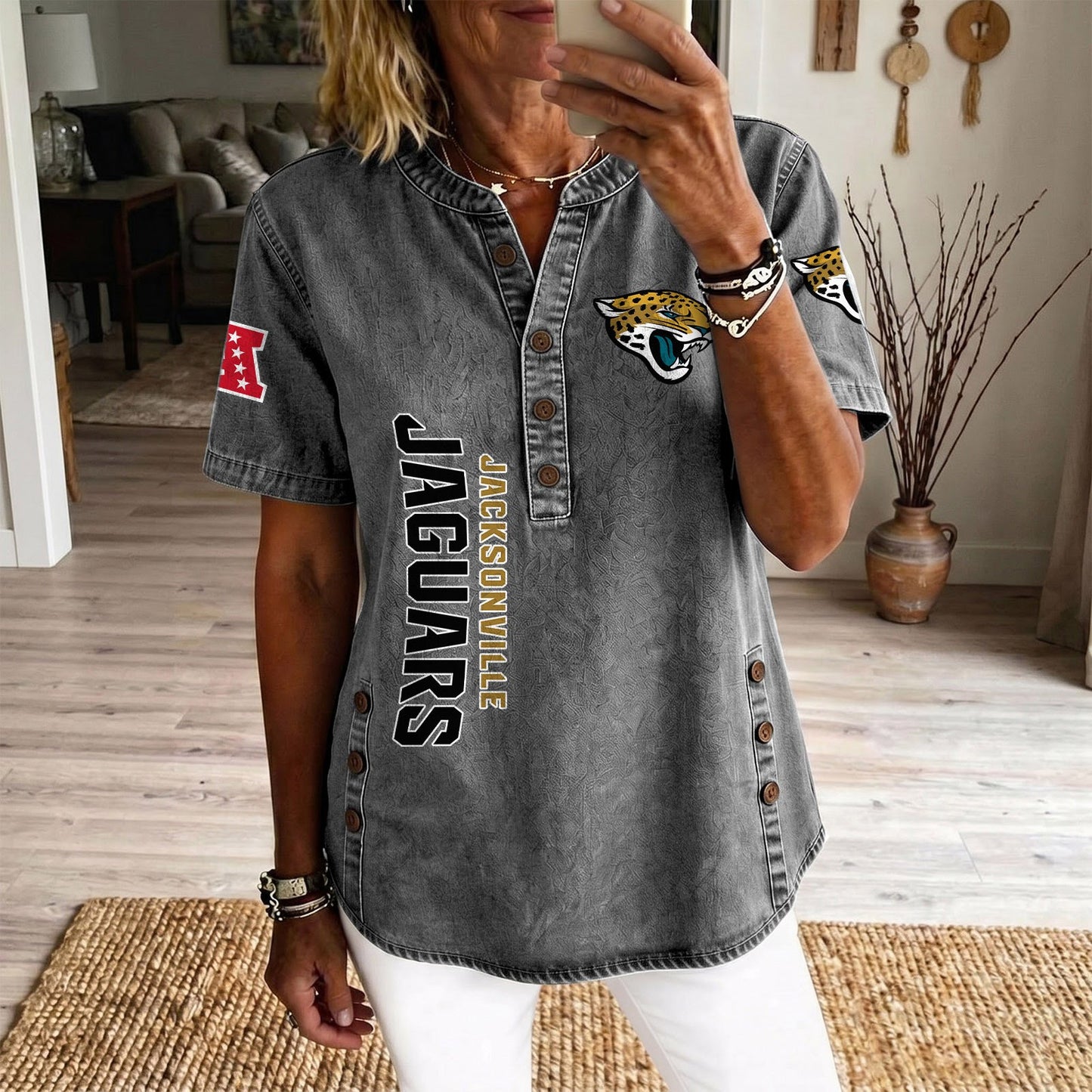 JAC x NFL Women‘s Denim Casual Tops DATND LBN 190526
