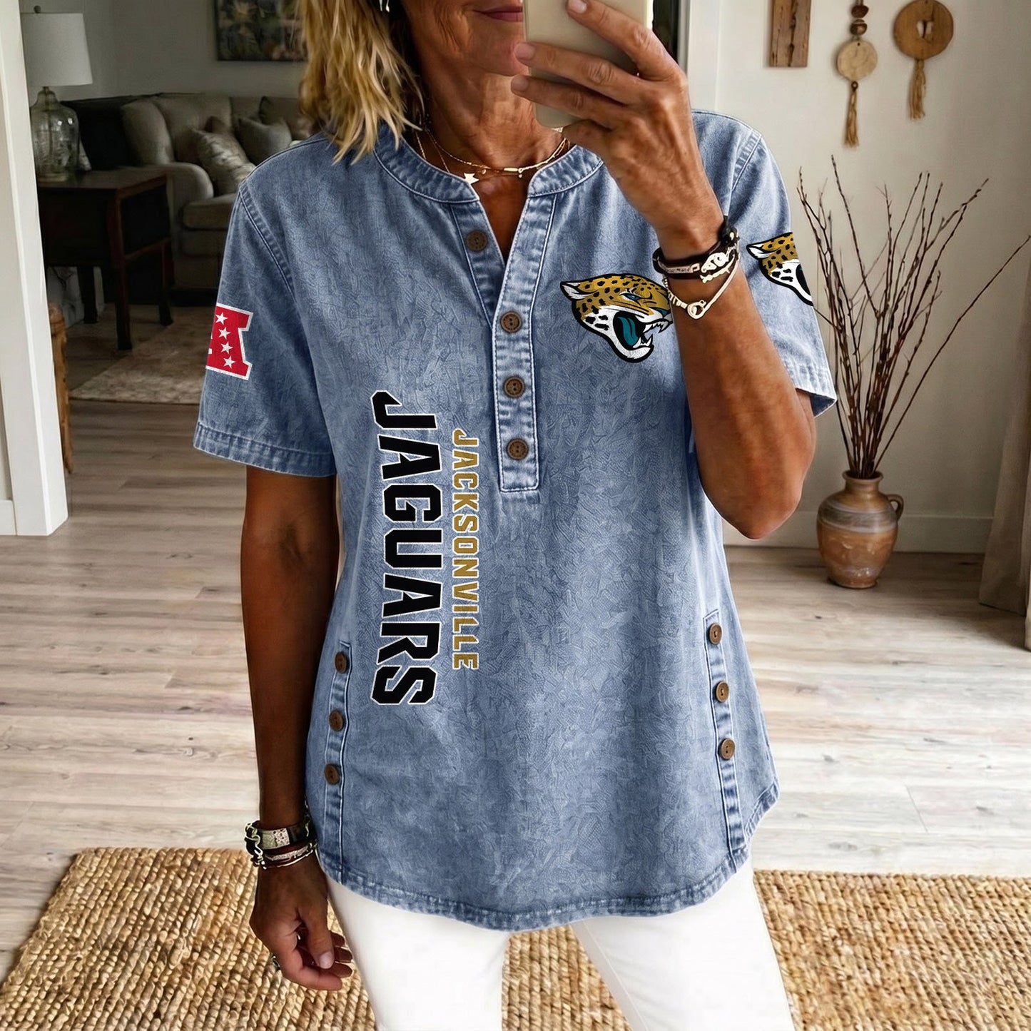 JAC x NFL Women‘s Denim Casual Tops DATND LBN 190526