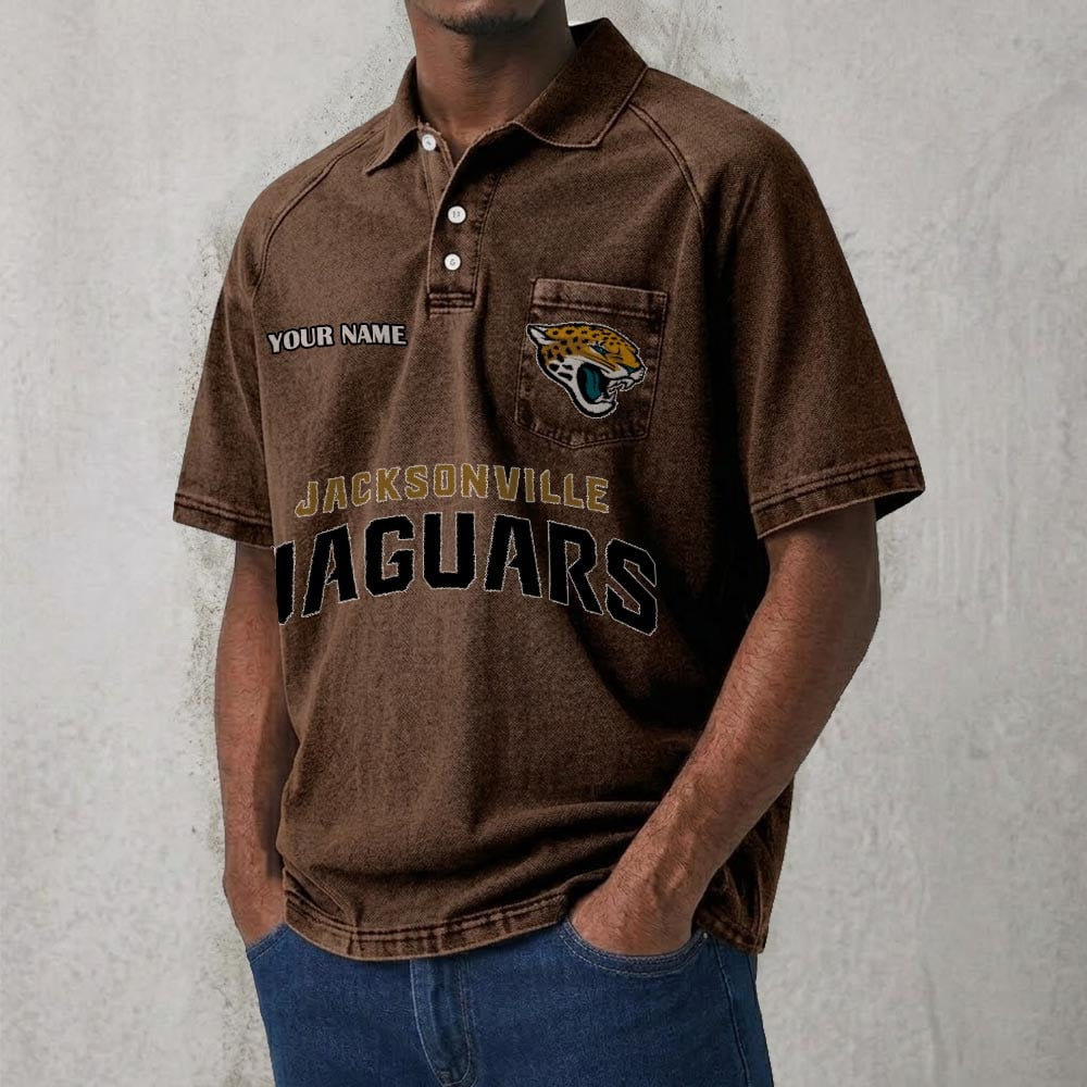 JAX x NFL Men's Distressed Turn-Down Collar Polo DATND TANTD 250526