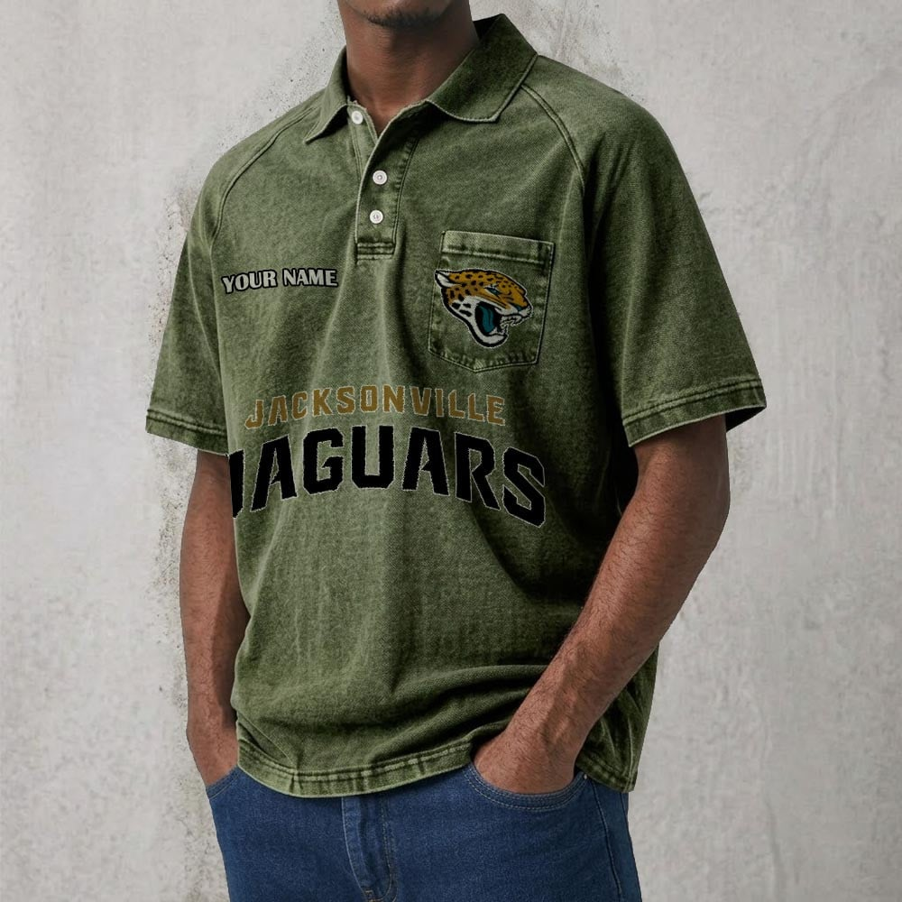 JAX x NFL Men's Distressed Turn-Down Collar Polo DATND TANTD 250526