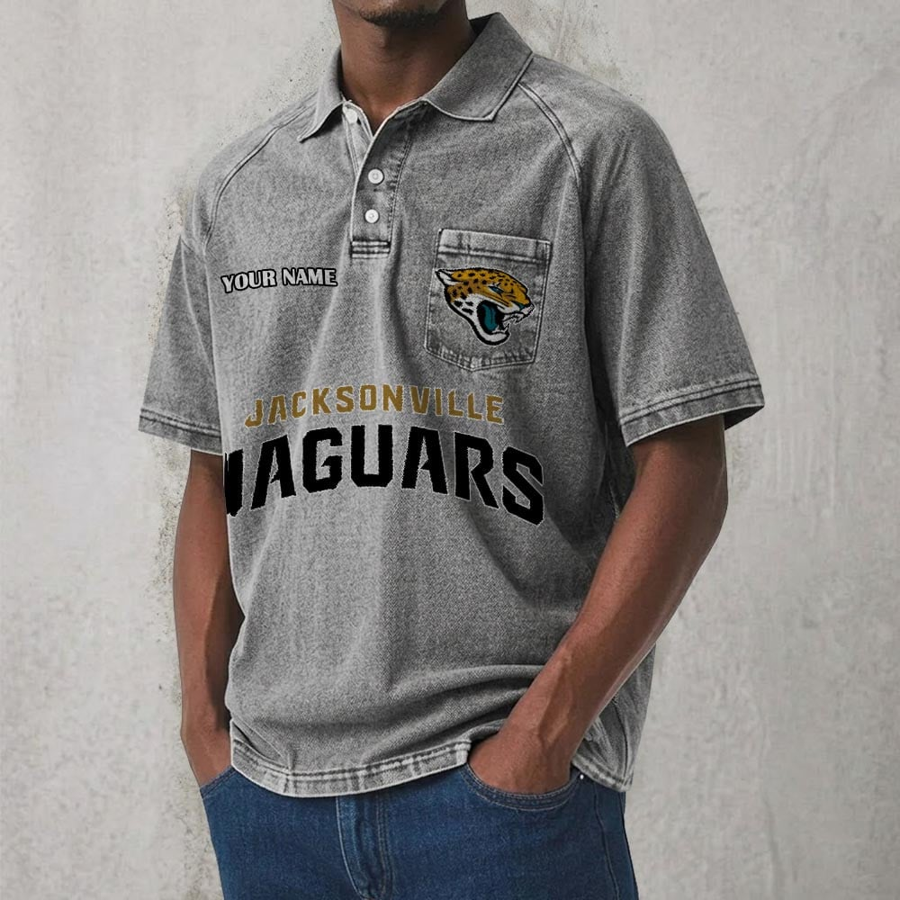 JAX x NFL Men's Distressed Turn-Down Collar Polo DATND TANTD 250526