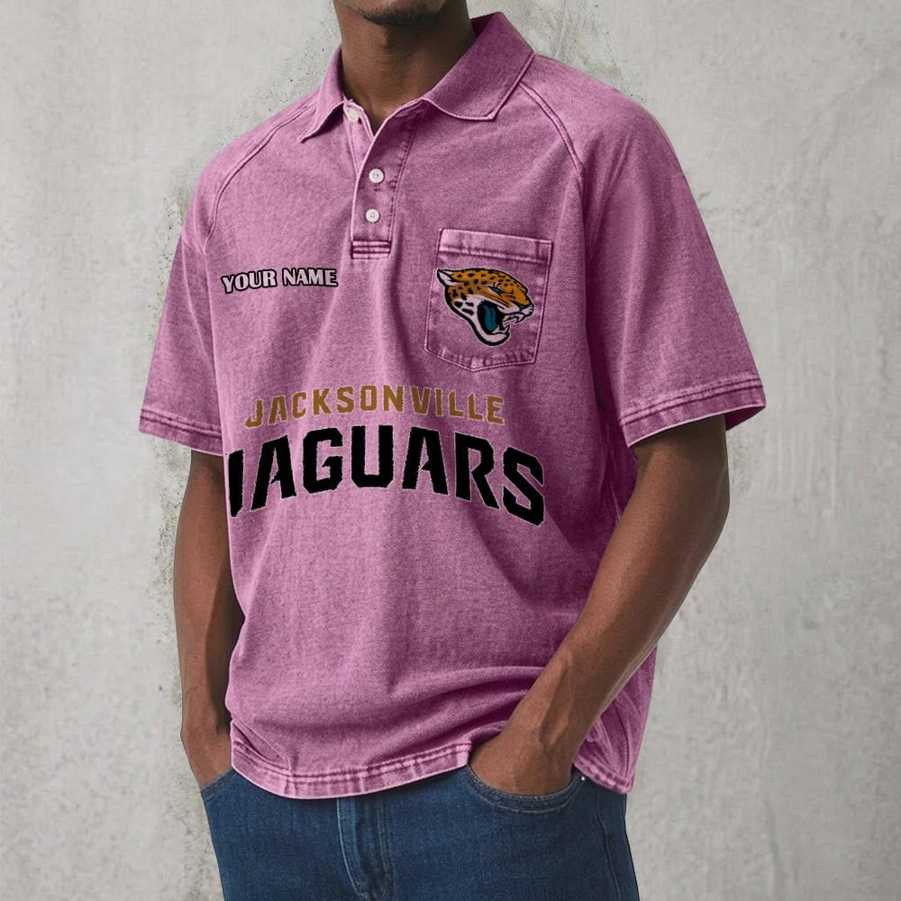 JAX x NFL Men's Distressed Turn-Down Collar Polo DATND TANTD 250526
