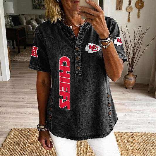 KAN x NFL Women‘s Denim Casual Tops DATND LBN 190526