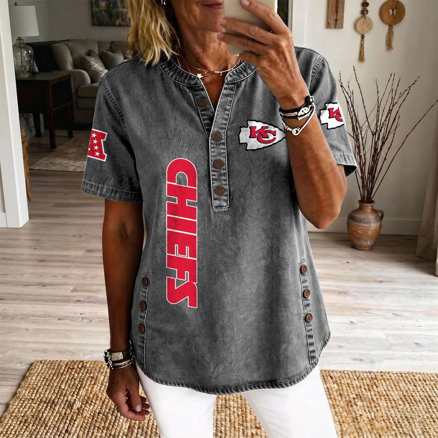KAN x NFL Women‘s Denim Casual Tops DATND LBN 190526