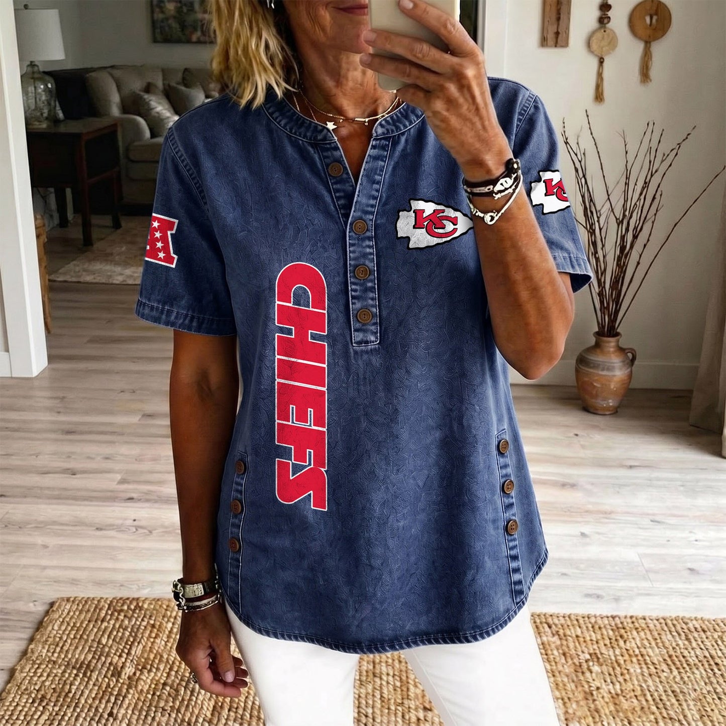 KAN x NFL Women‘s Denim Casual Tops DATND LBN 190526