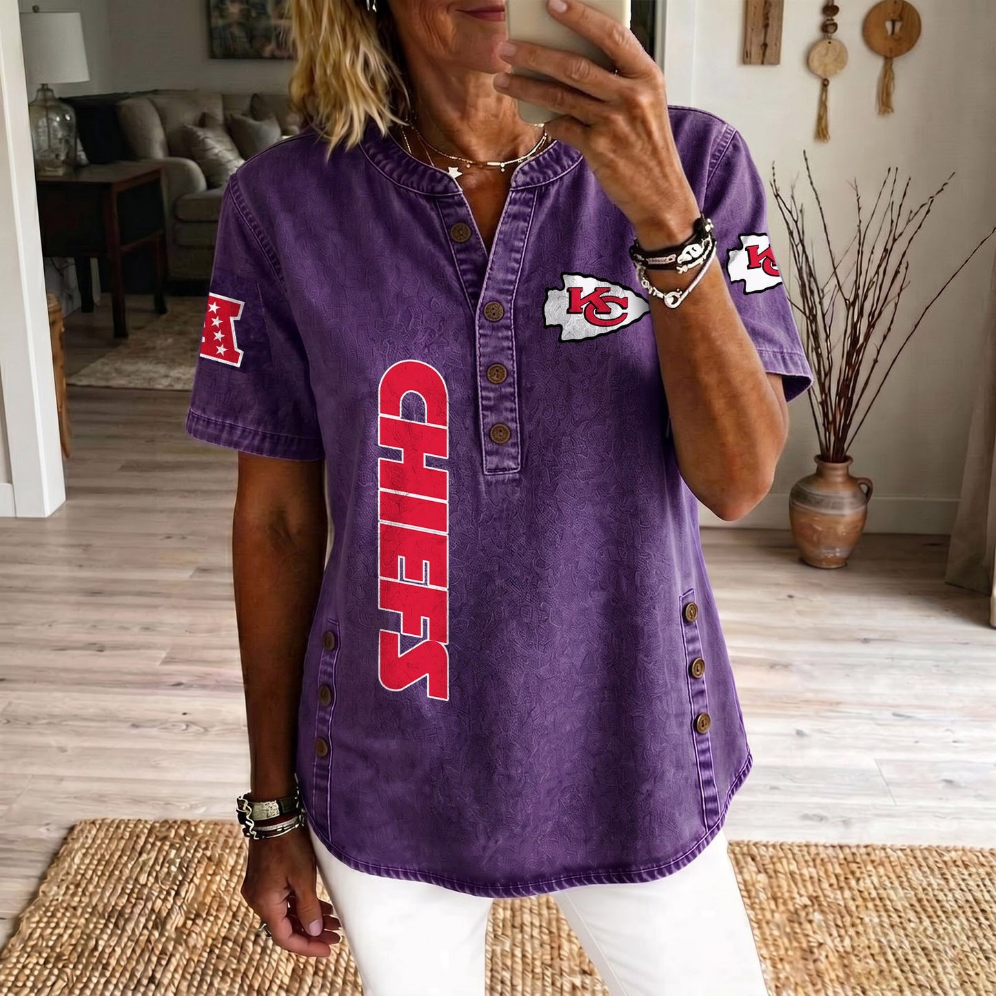 KAN x NFL Women‘s Denim Casual Tops DATND LBN 190526