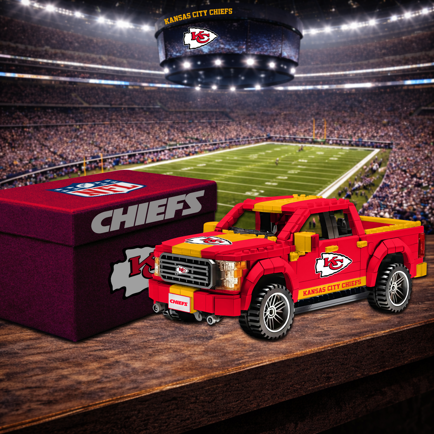KC X NFL Football-themed pickup truck building blocks 0703 NAK NHT