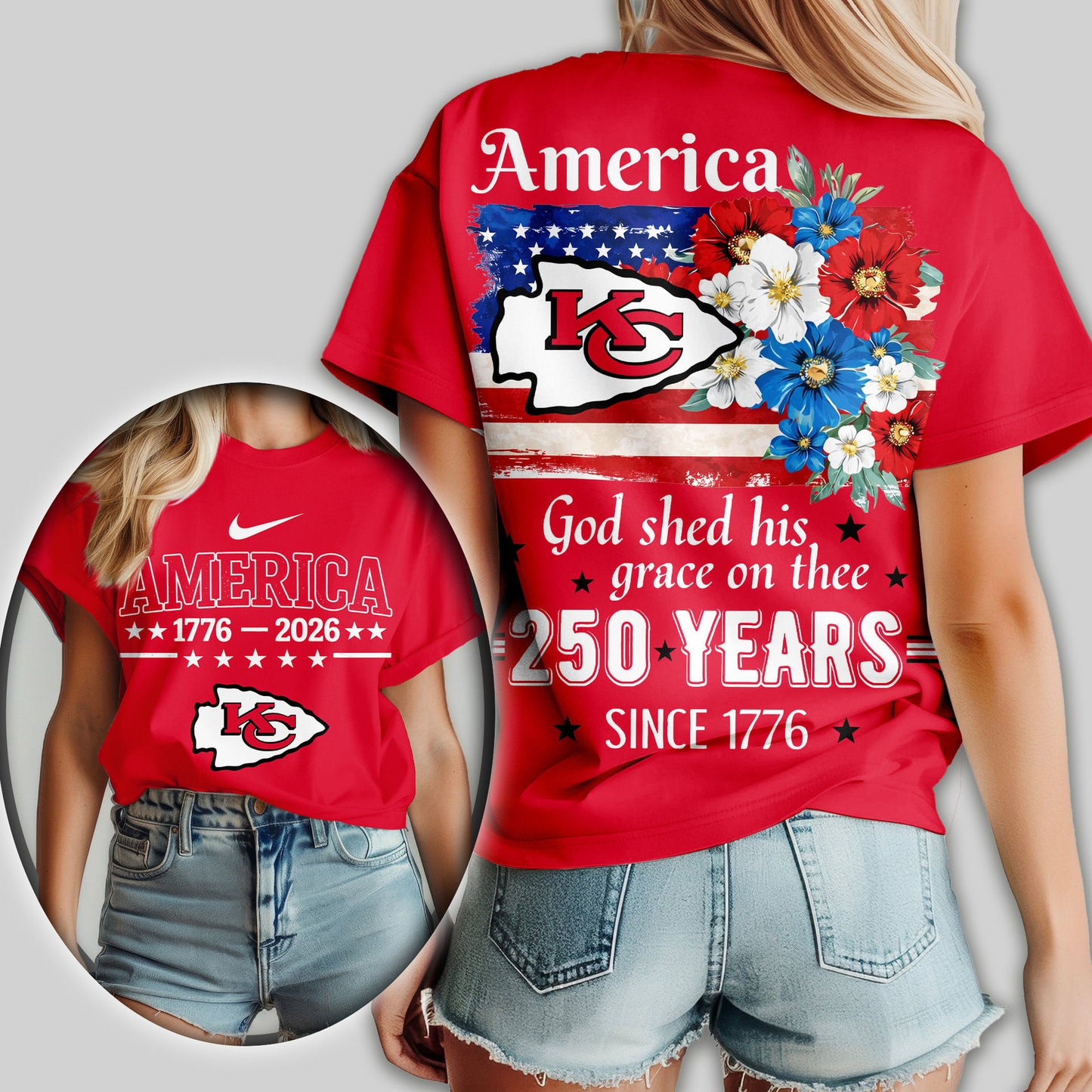 KCC Premium NFL America God Shed His Grace On Thee Women Shirt DDT  NTL