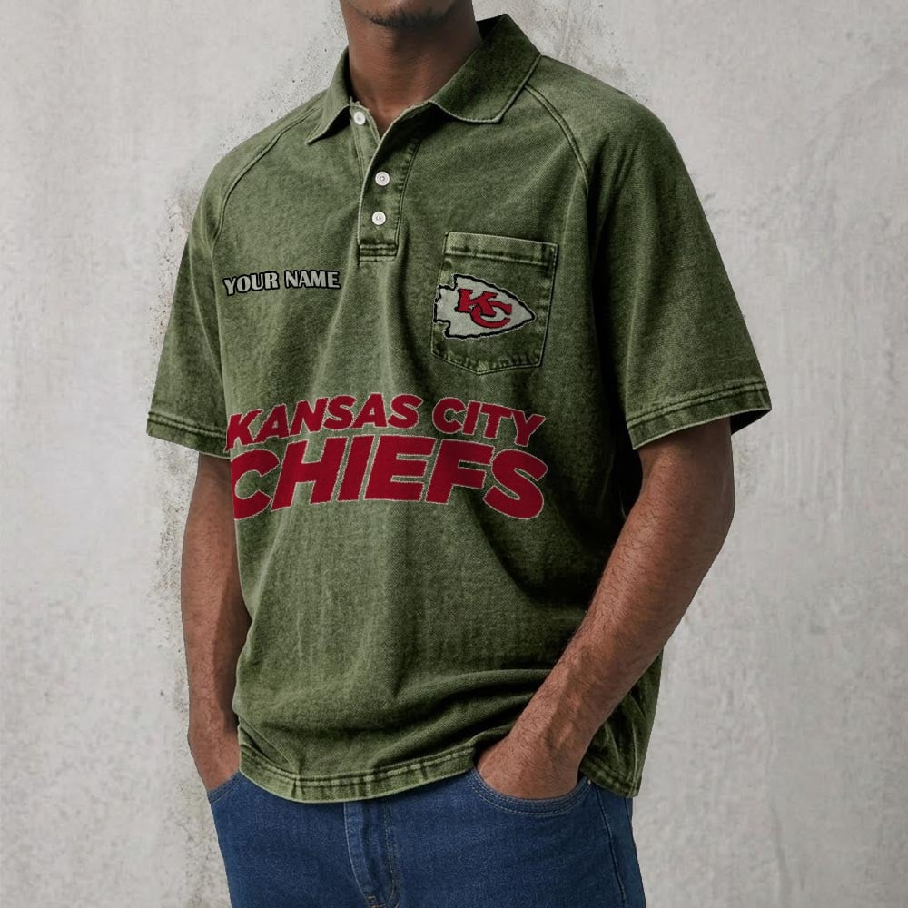 KCC x NFL Men's Distressed Turn-Down Collar Polo DATND TANTD 250526
