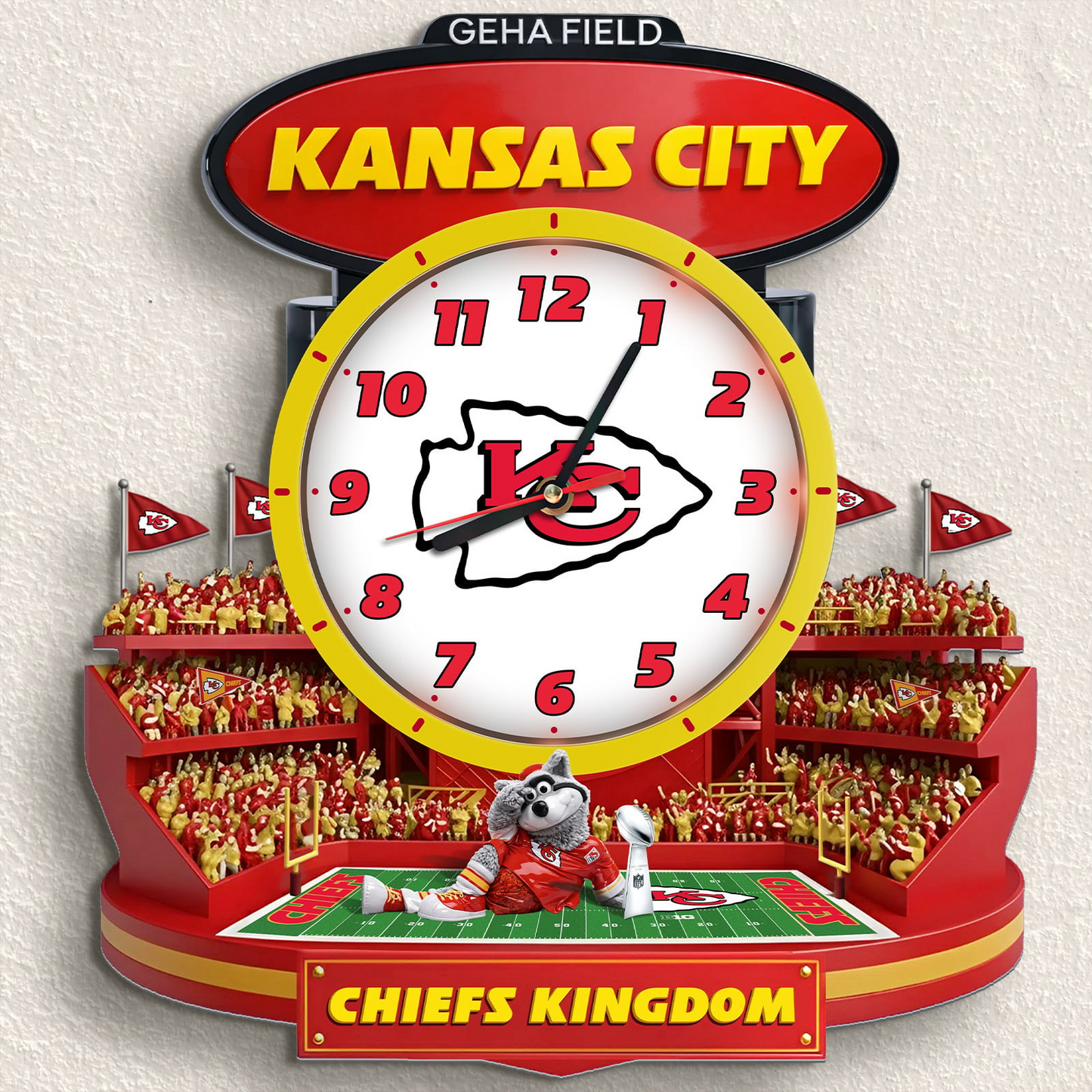 KCC x NFL Stadium Decorative 3D Visual Effect Acrylic Wall Clock DDT CTND