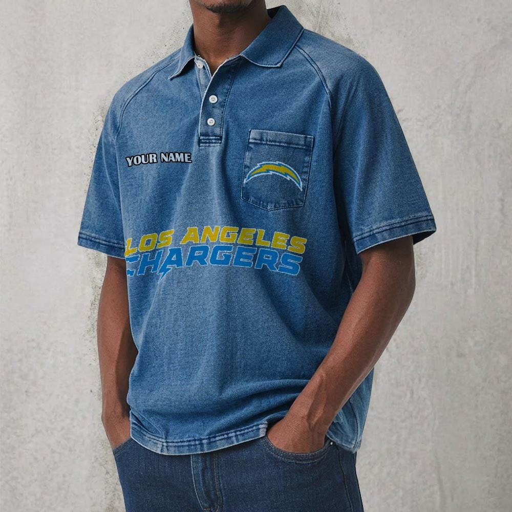 LAC x NFL Men's Distressed Turn-Down Collar Polo DATND TANTD 250526