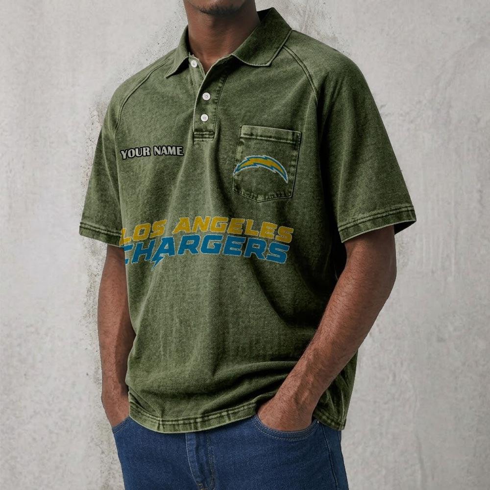 LAC x NFL Men's Distressed Turn-Down Collar Polo DATND TANTD 250526
