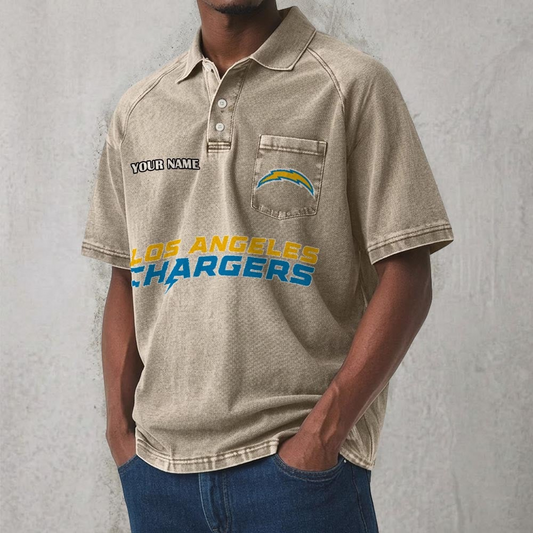LAC x NFL Men's Distressed Turn-Down Collar Polo DATND TANTD 250526