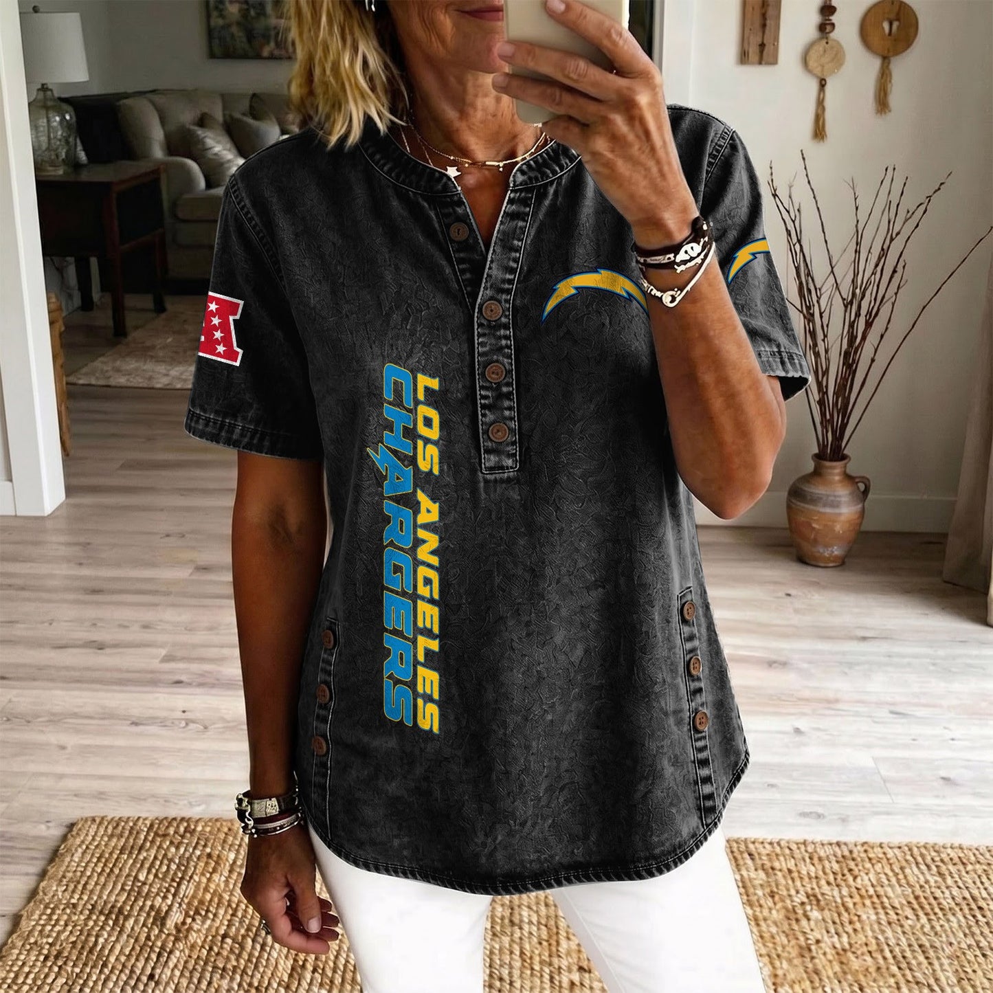 LAC x NFL Women‘s Denim Casual Tops DATND LBN 190526