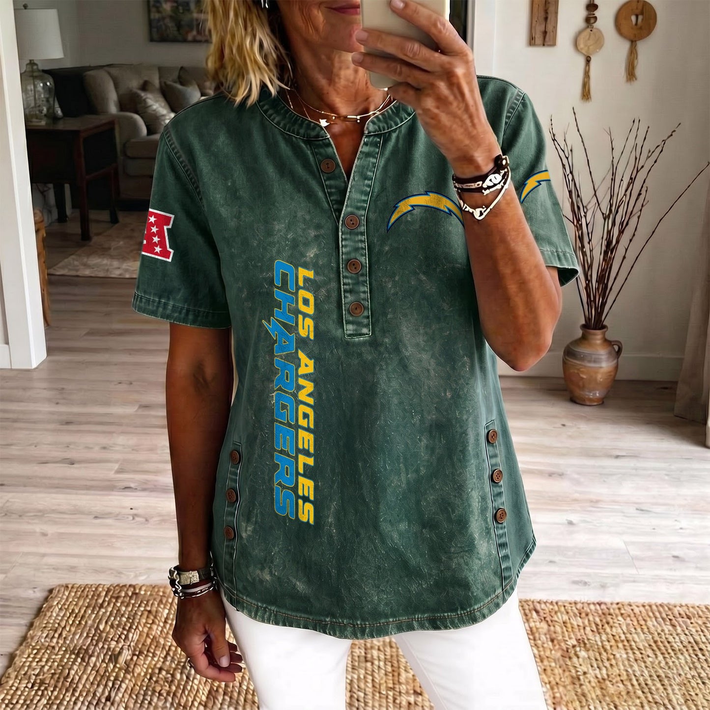 LAC x NFL Women‘s Denim Casual Tops DATND LBN 190526