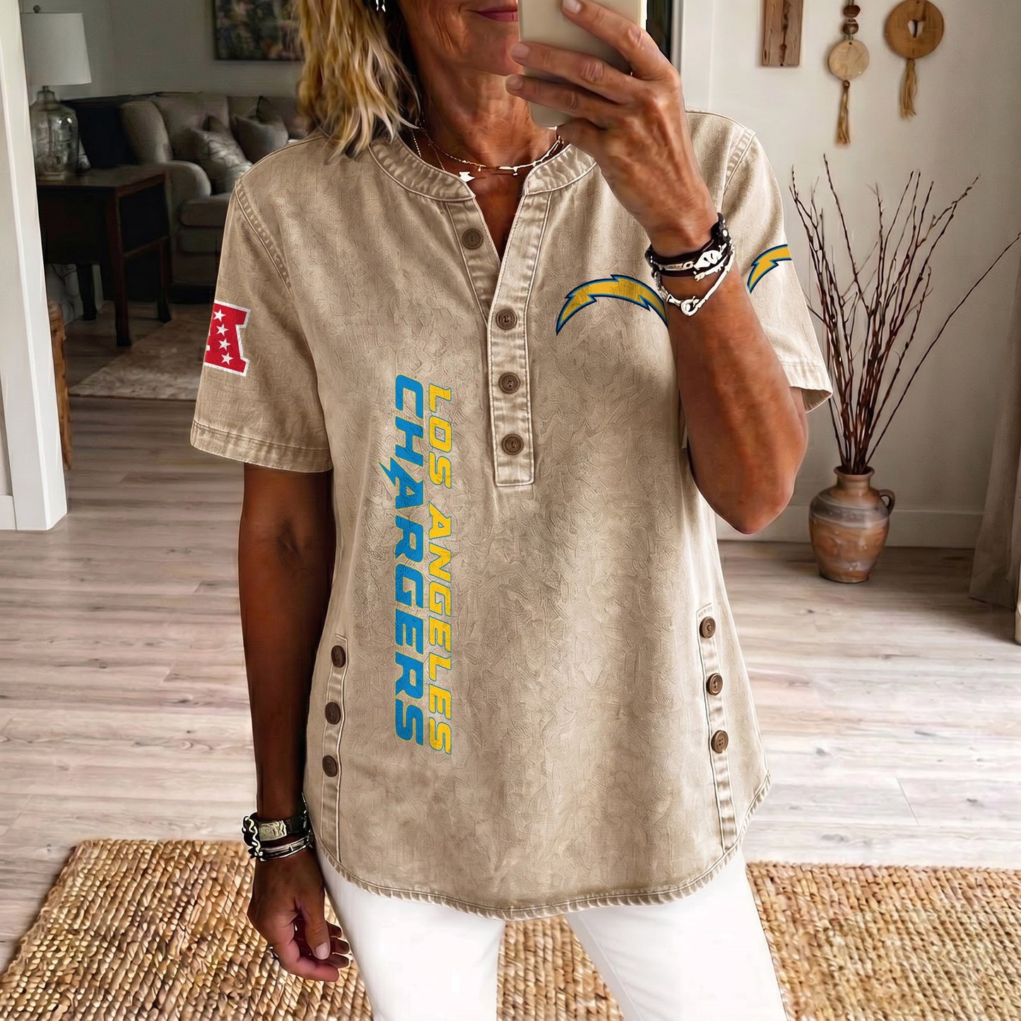 LAC x NFL Women‘s Denim Casual Tops DATND LBN 190526
