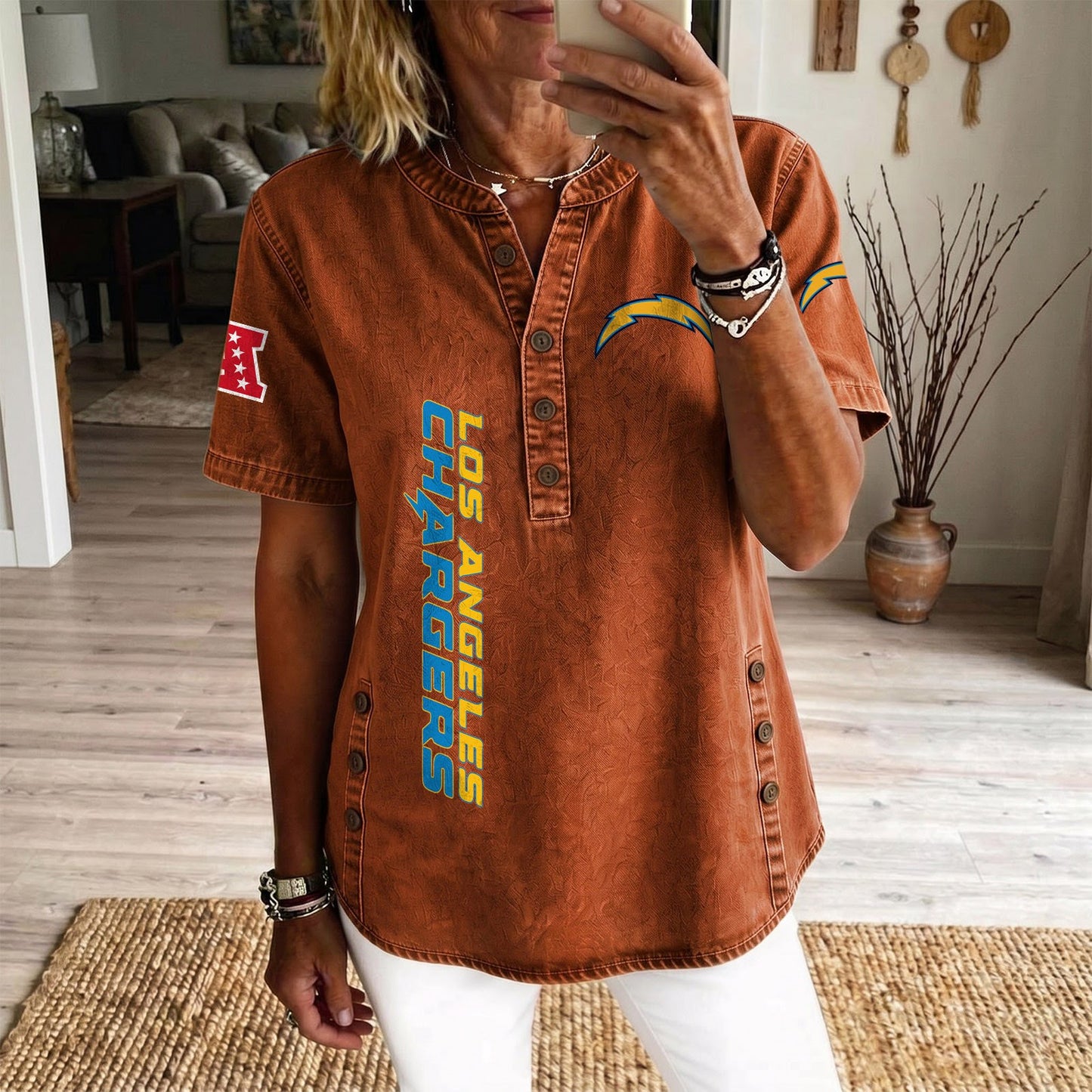 LAC x NFL Women‘s Denim Casual Tops DATND LBN 190526