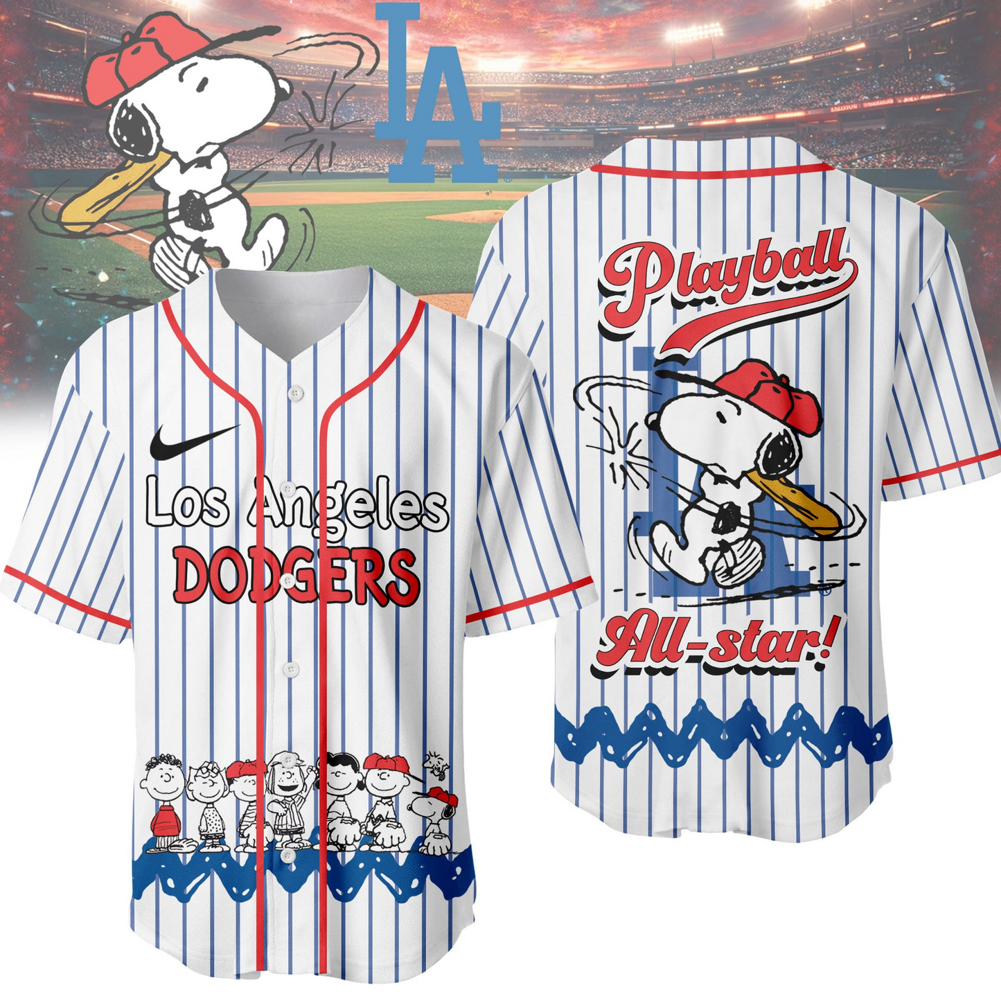 LAD x Premium MLB Snoopy Playball Jersey DDT NTL
