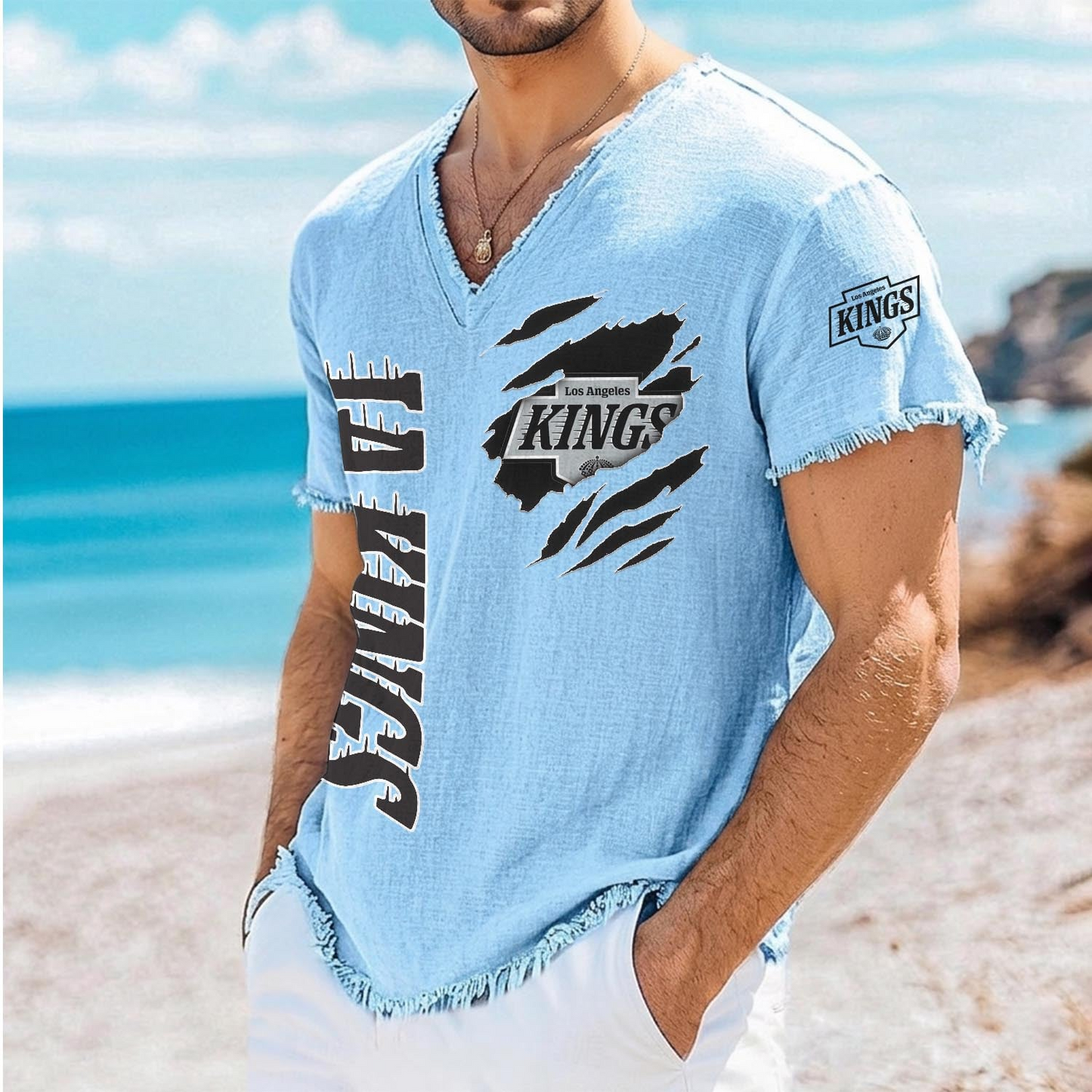 LAK x NHL V-Neck Linen Beach Shirt 1905 DatND DVT