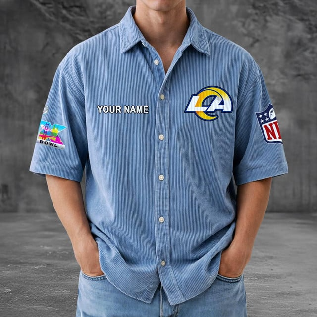 LAR x NFL Men Seersucker Button Shirt DDT NTL