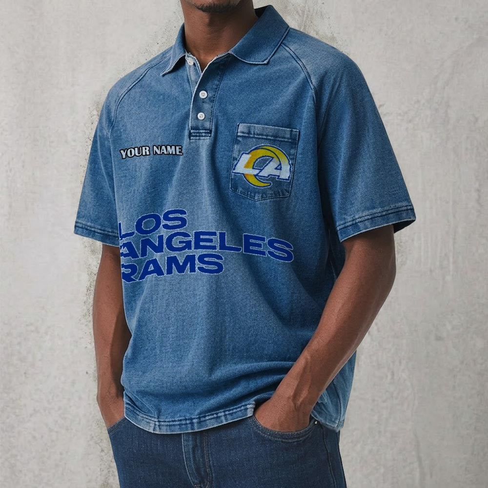 LAR x NFL Men's Distressed Turn-Down Collar Polo DATND TANTD 250526