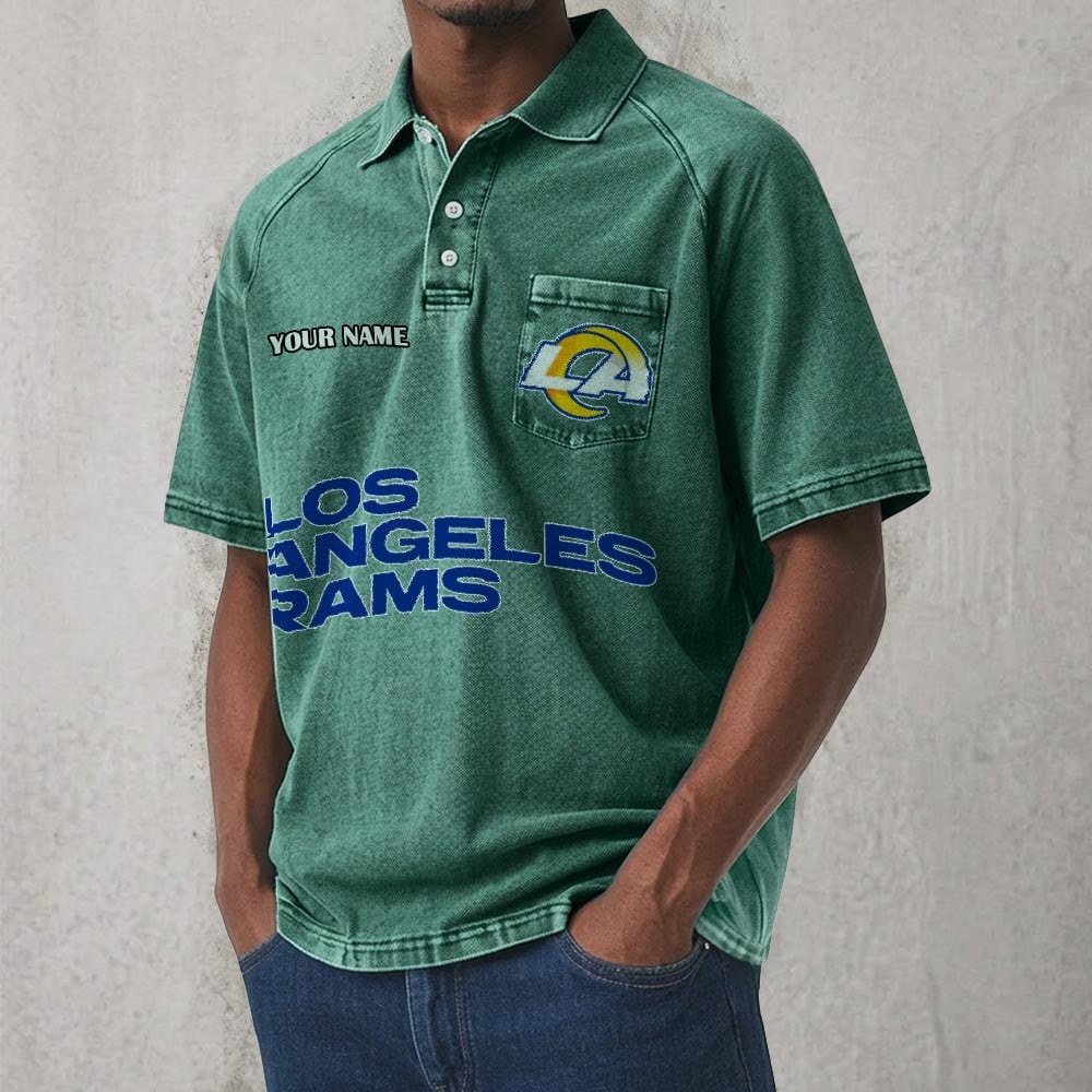 LAR x NFL Men's Distressed Turn-Down Collar Polo DATND TANTD 250526