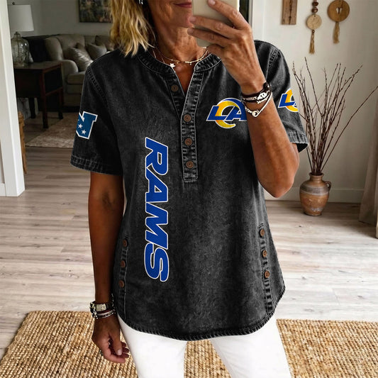 LAR x NFL Women‘s Denim Casual Tops DATND LBN 190526