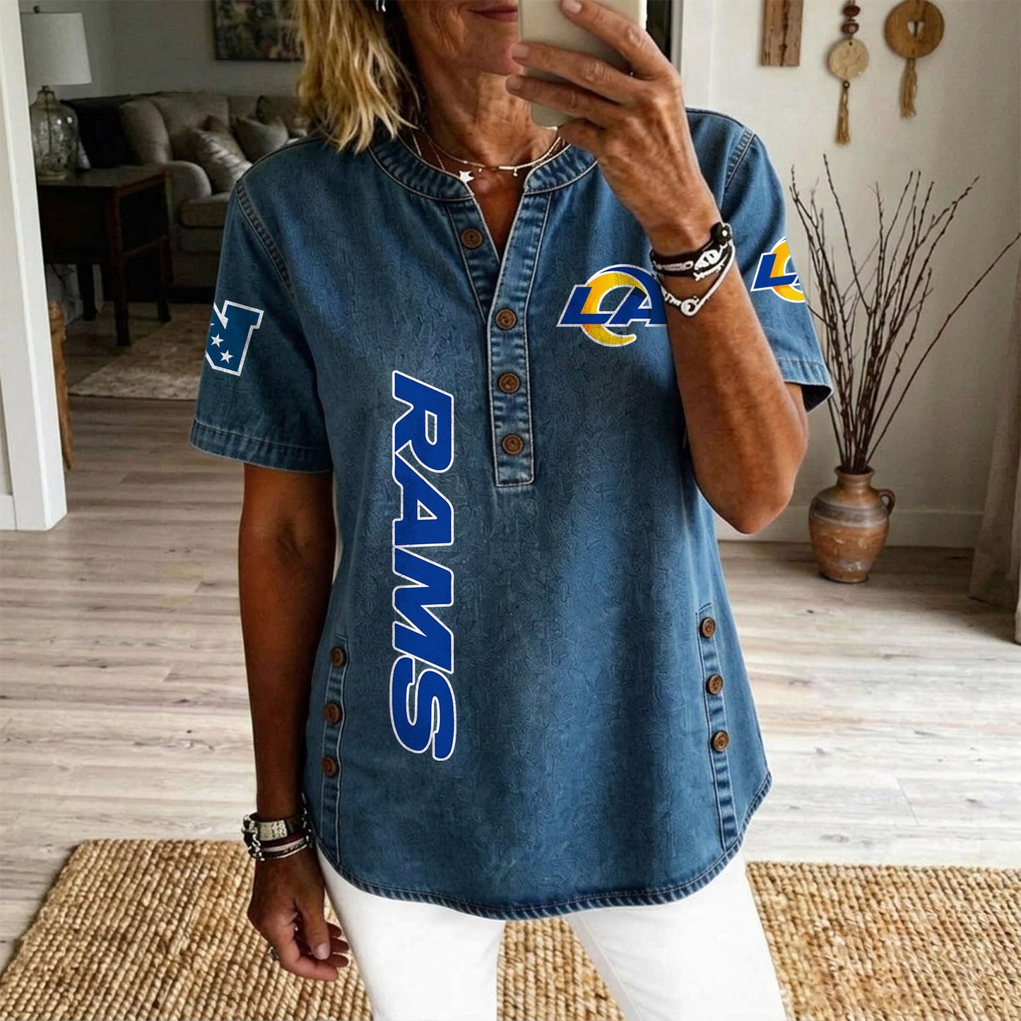 LAR x NFL Women‘s Denim Casual Tops DATND LBN 190526