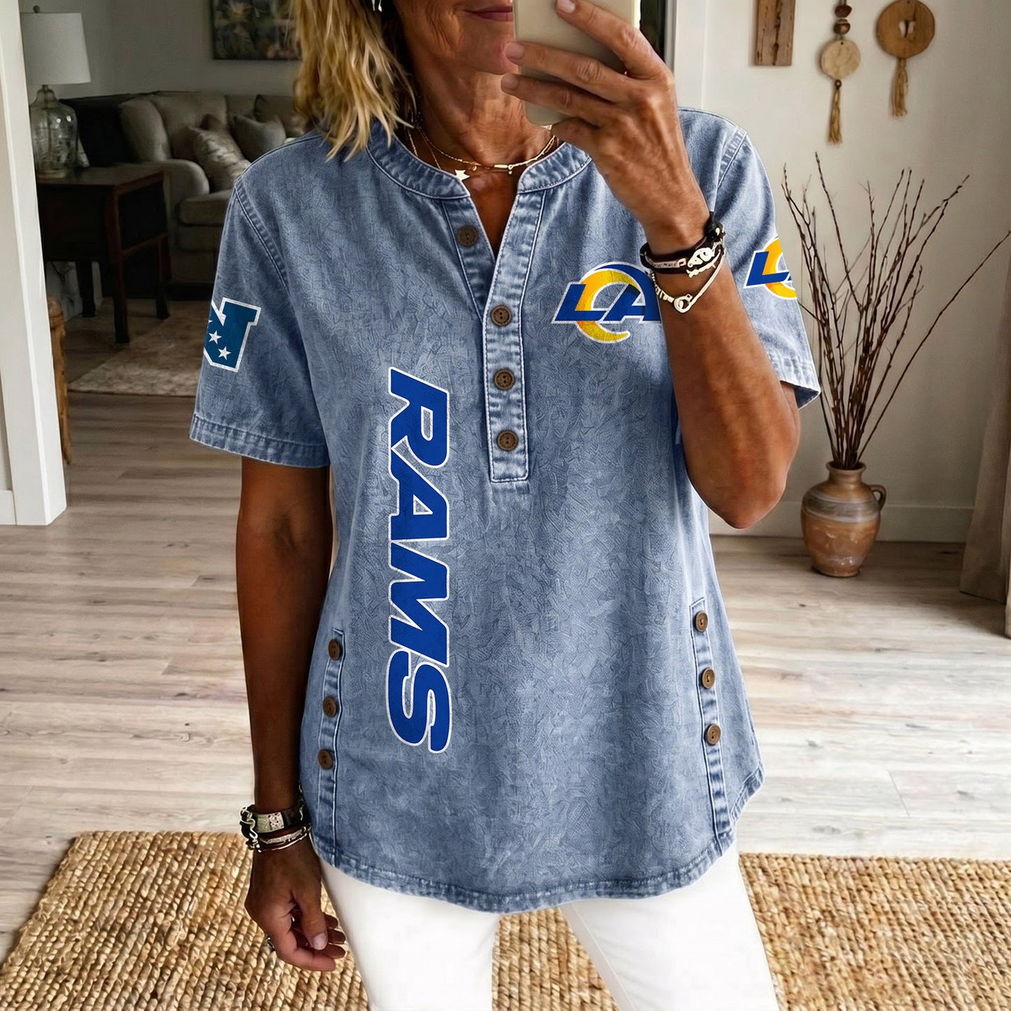 LAR x NFL Women‘s Denim Casual Tops DATND LBN 190526