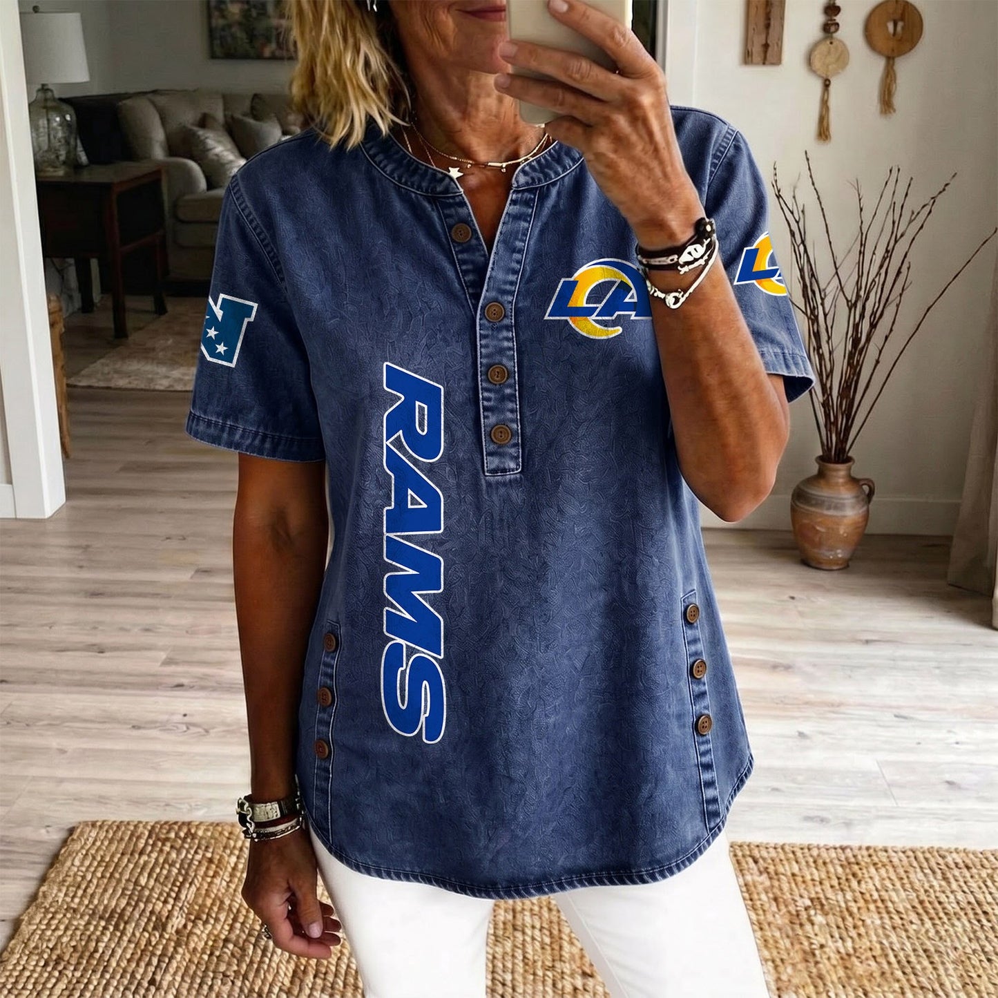 LAR x NFL Women‘s Denim Casual Tops DATND LBN 190526