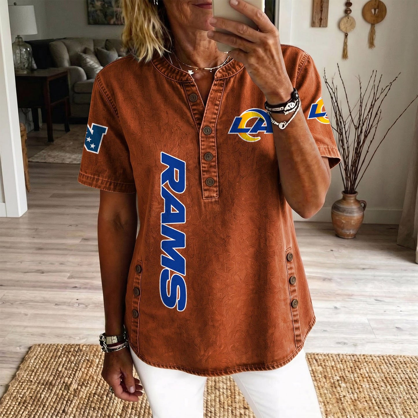 LAR x NFL Women‘s Denim Casual Tops DATND LBN 190526