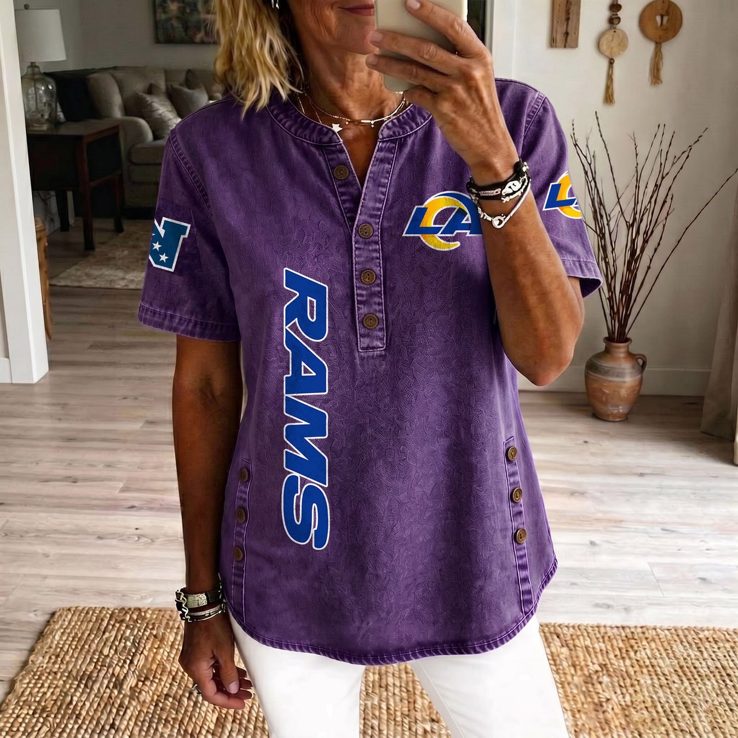 LAR x NFL Women‘s Denim Casual Tops DATND LBN 190526