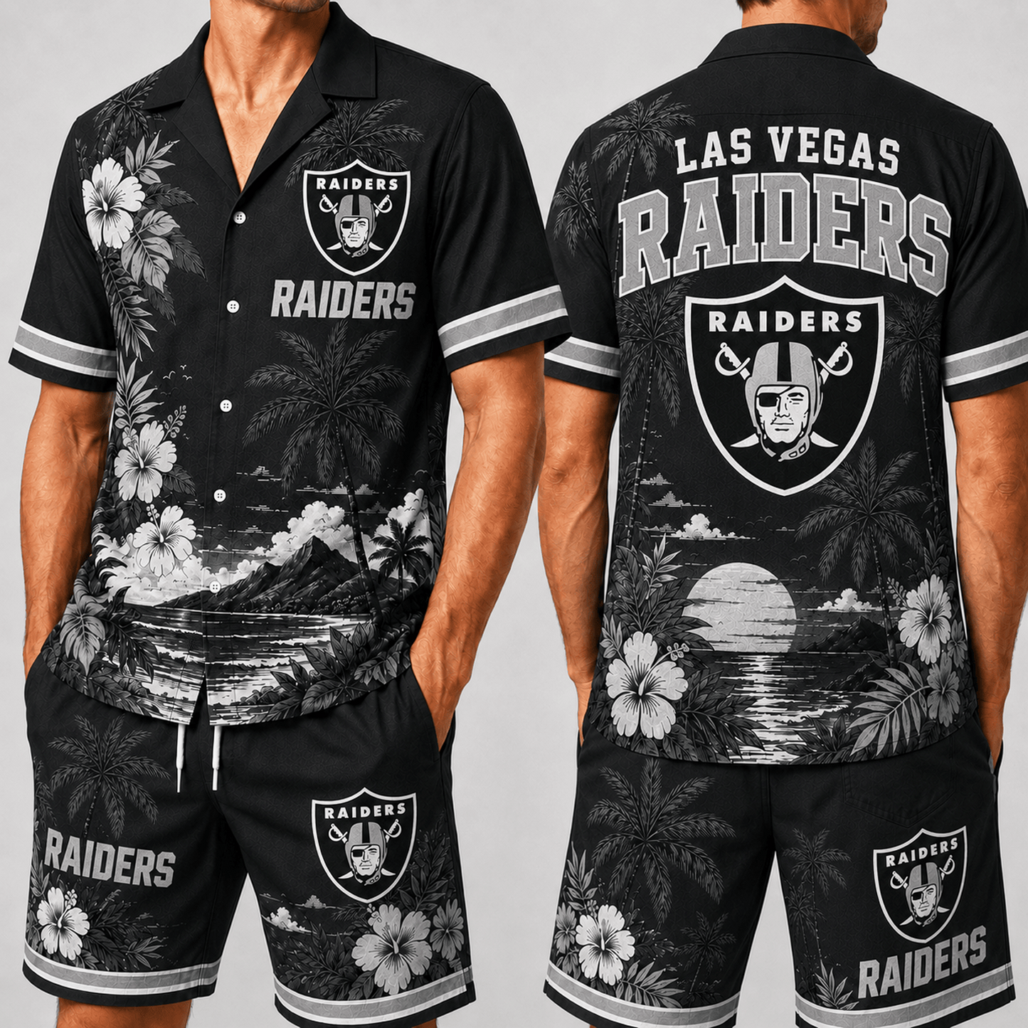 LV x NFL Premium Championship Edition Hawaiian Shirt & Shorts Set Casual Summer Beachwear 1206