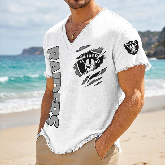 LV x NFL V-Neck Linen Beach Shirt 1905 DatND DVT