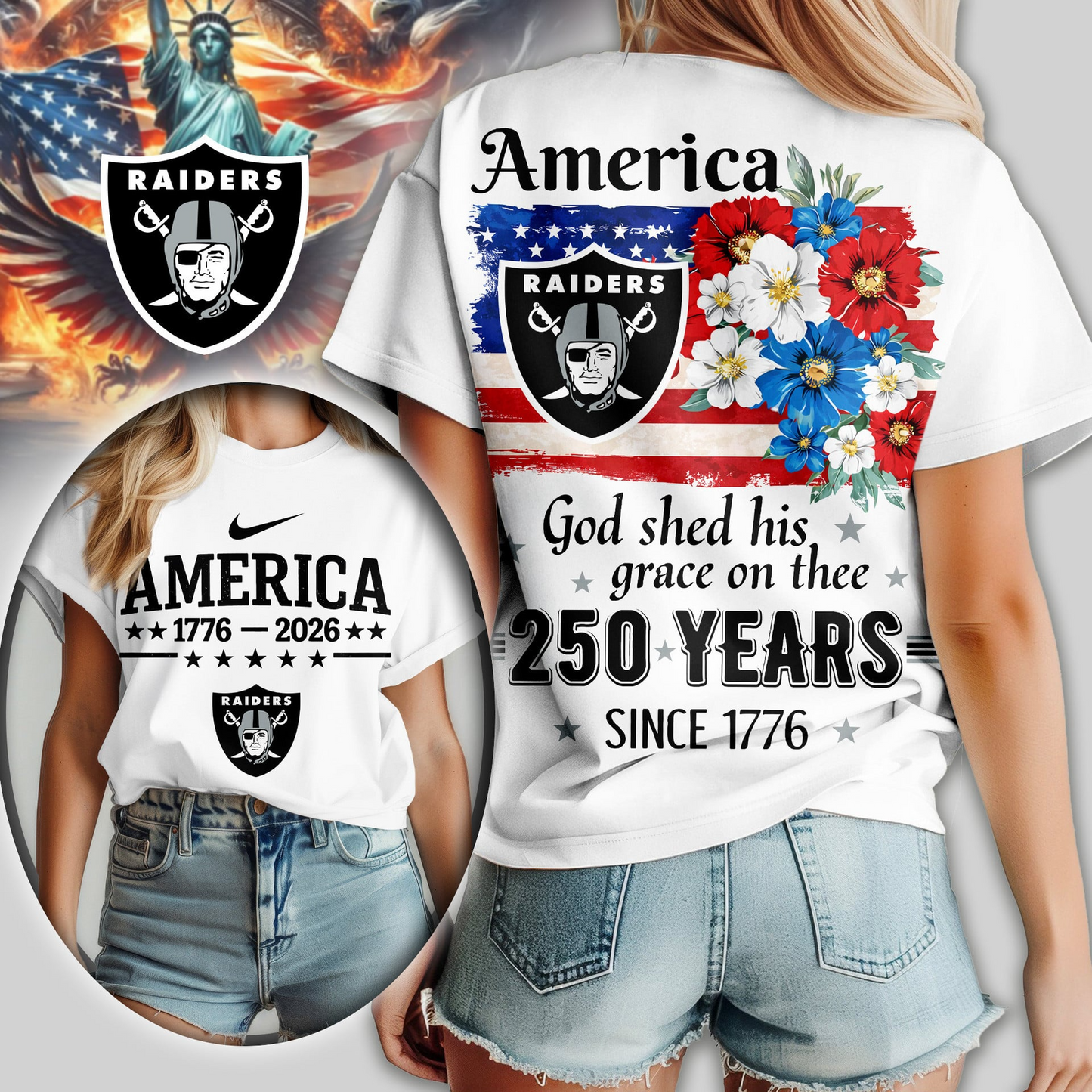 LVR Premium NFL America God Shed His Grace On Thee Women Shirt DDT  NTL