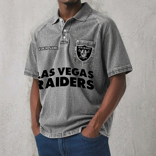 LVR x NFL Men's Distressed Turn-Down Collar Polo DATND TANTD 250526