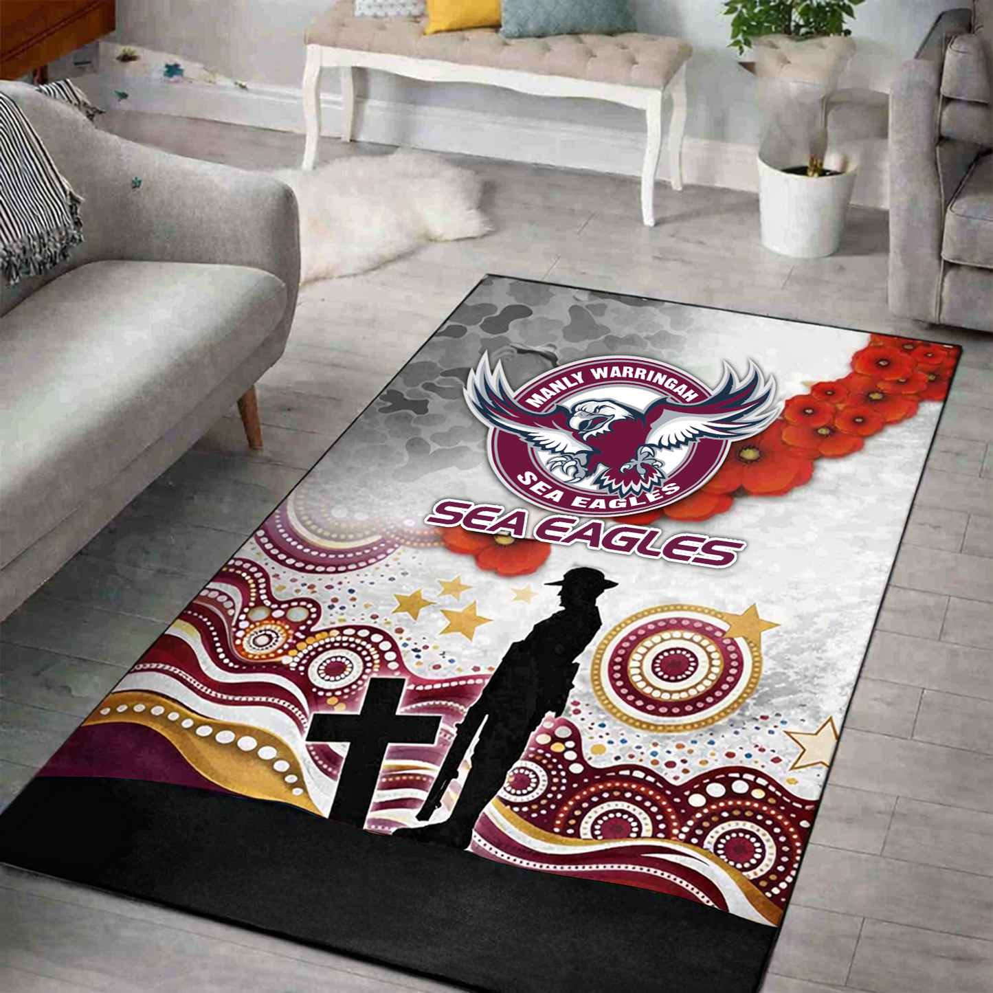 MAN x NRL Anzac Day Living Room And Bedroom Rug Limited Edition DatND DVT