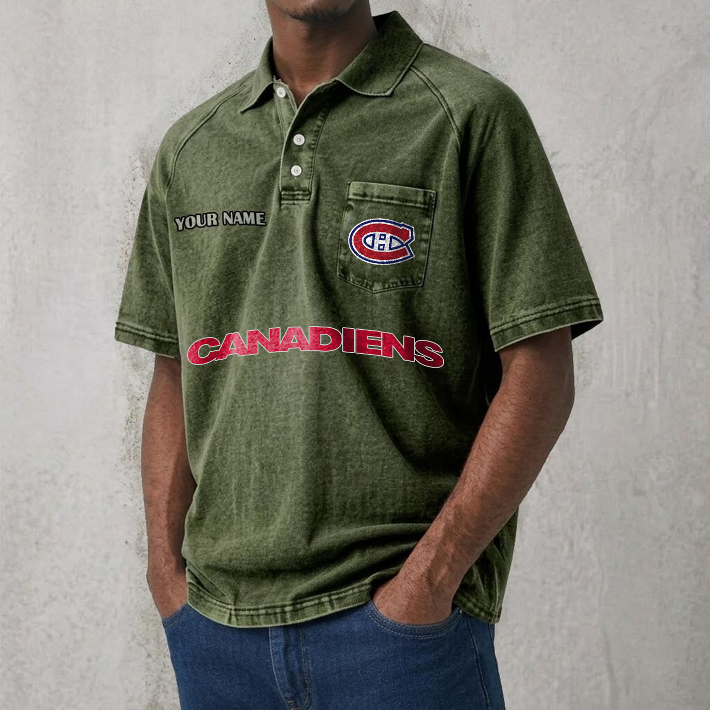 MC x NHL Men's Distressed Turn-Down Collar Polo DATND TANTD 250526