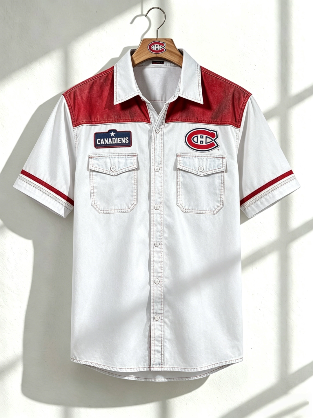 MC x NHL Print Denim Short-Sleeve Work Shirt 180526 DatND LBN