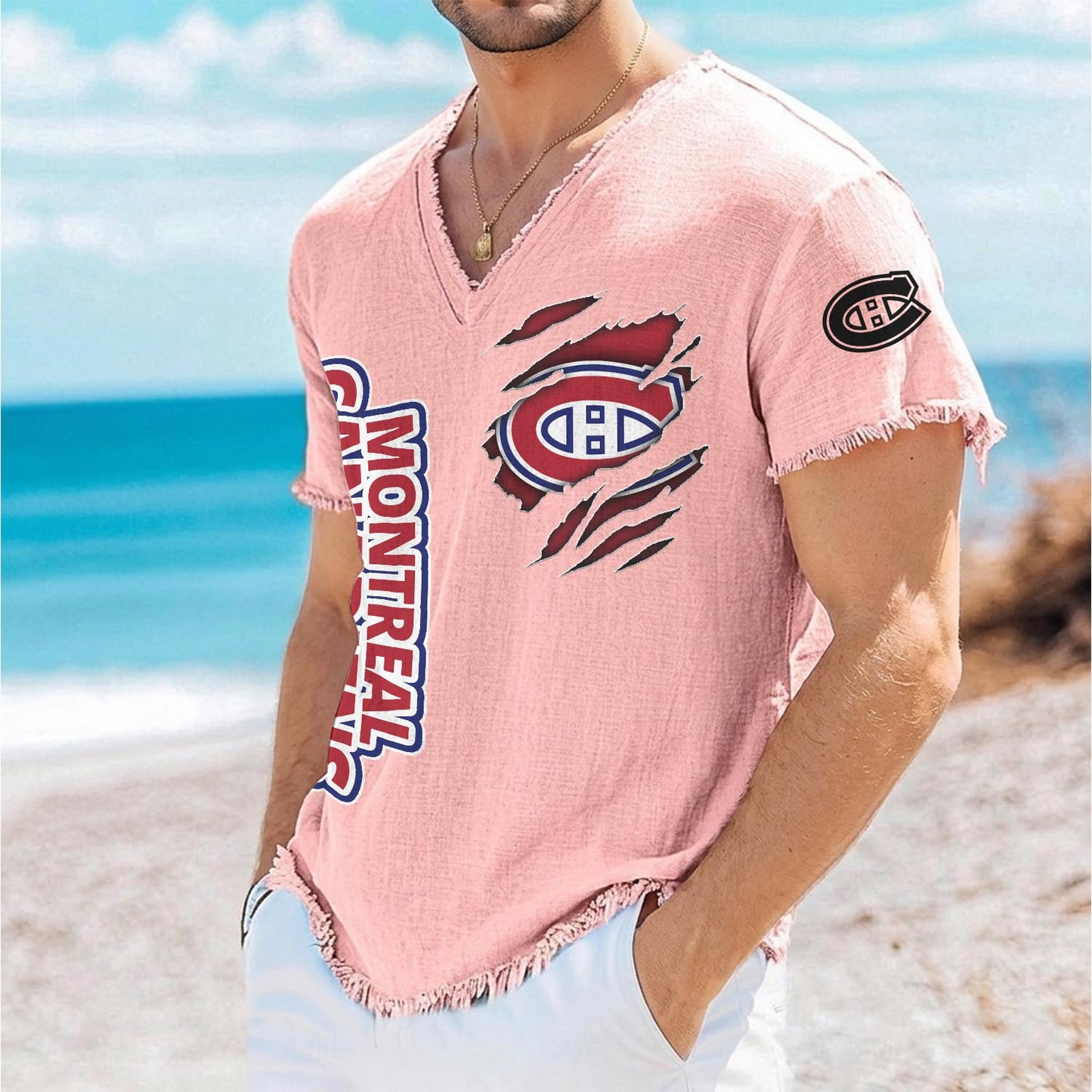 MC x NHL V-Neck Linen Beach Shirt 1905 DatND DVT