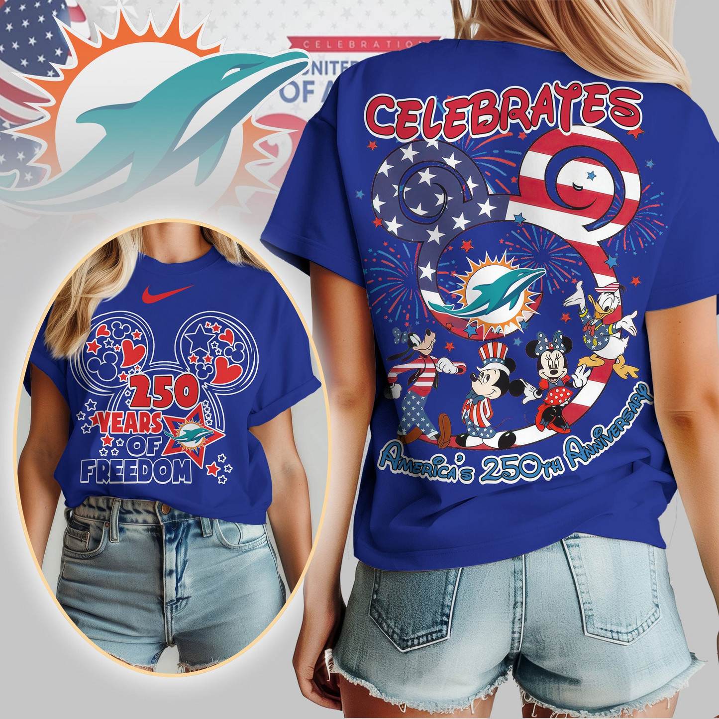 MD Premium NFL Mickey Celebrates America 250th Anniversary Women Shirt DDT NTL