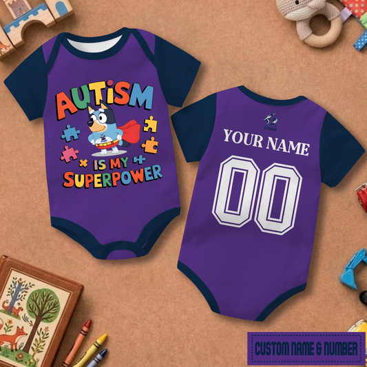 MEL x NRL Custom Name & Number  Baby Romper DATND TANTD