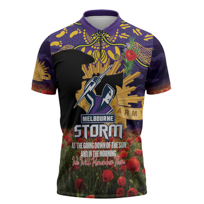MEL x NRL Rugby ANZAC Day Zipper Polo Shirt Last Post Poppy We Will Remember Them LT14 DatND DVT