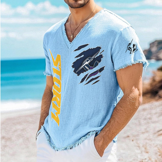 MEL x NRL V-Neck Linen Beach Shirt 1905 DatND DVT