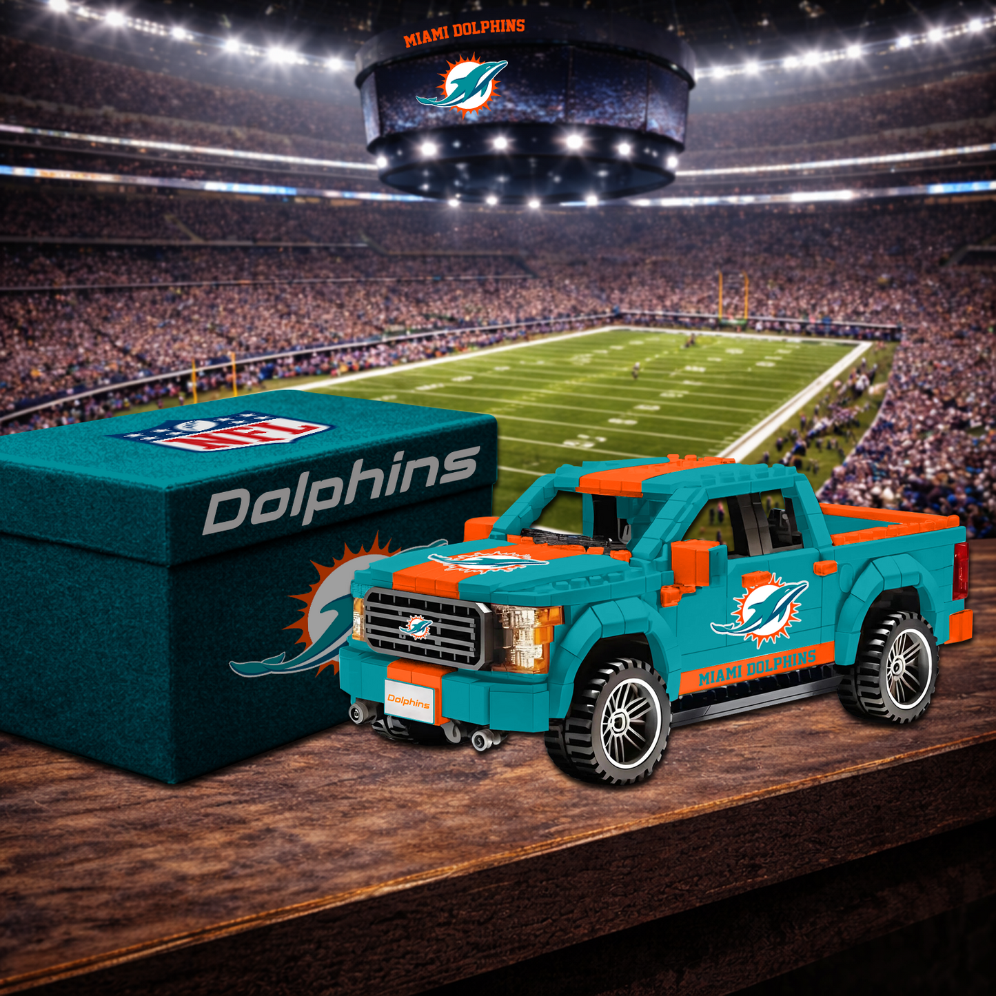 MIA X NFL Football-themed pickup truck building blocks 0703 NAK NHT