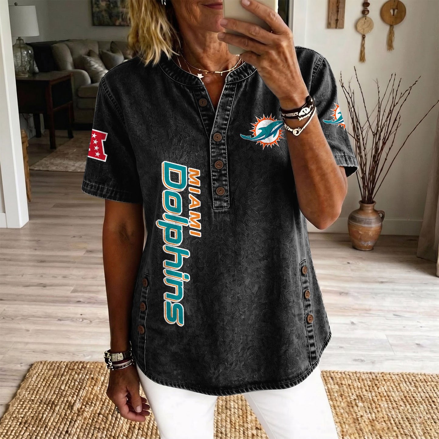 MIA x NFL Women‘s Denim Casual Tops DATND LBN 190526