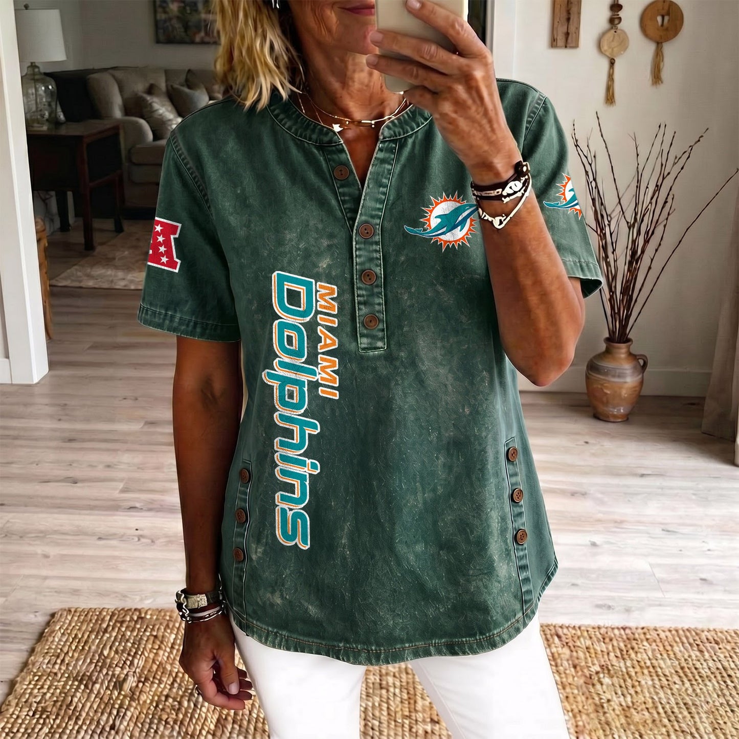 MIA x NFL Women‘s Denim Casual Tops DATND LBN 190526