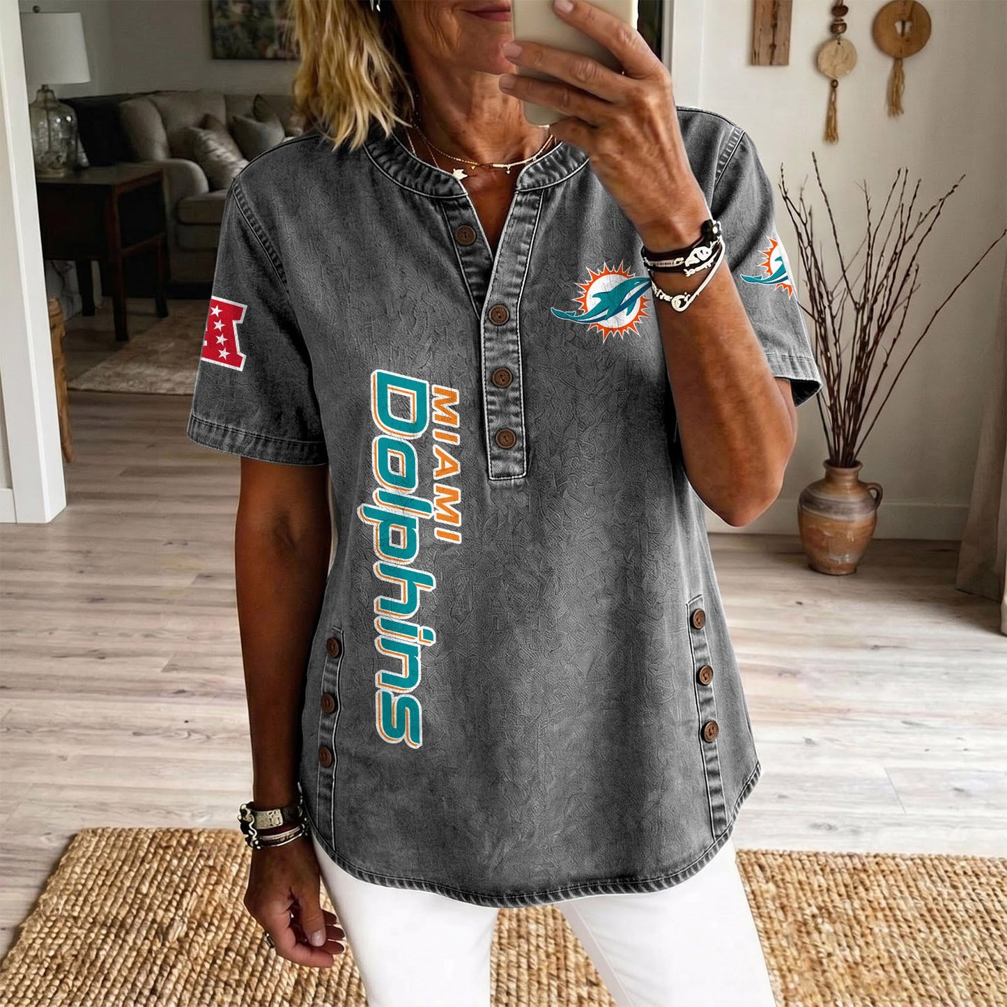 MIA x NFL Women‘s Denim Casual Tops DATND LBN 190526
