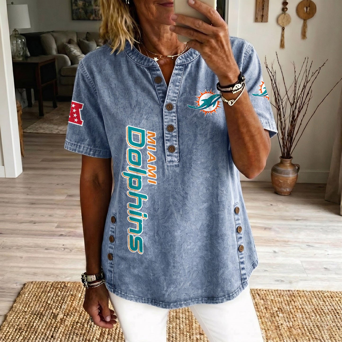 MIA x NFL Women‘s Denim Casual Tops DATND LBN 190526