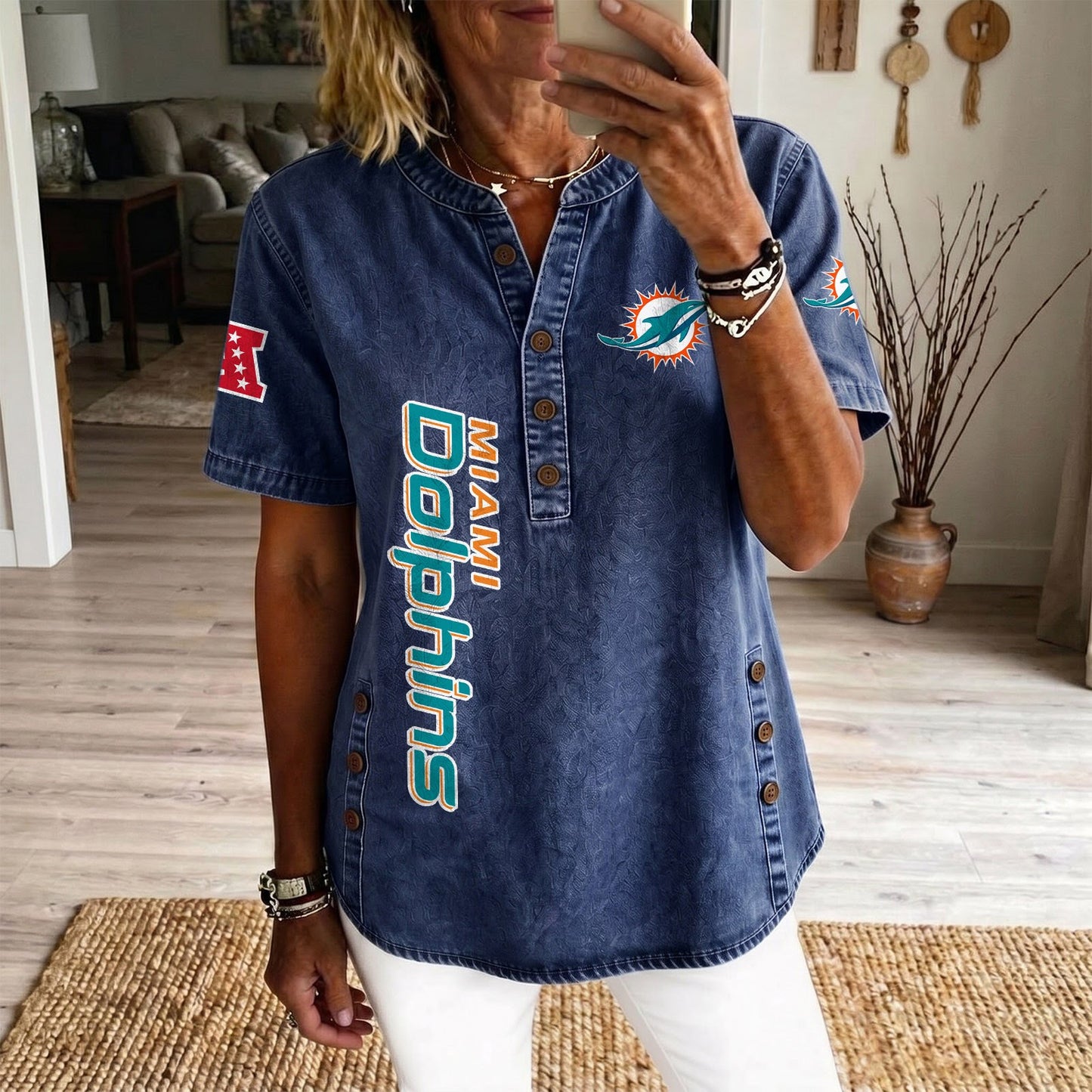 MIA x NFL Women‘s Denim Casual Tops DATND LBN 190526